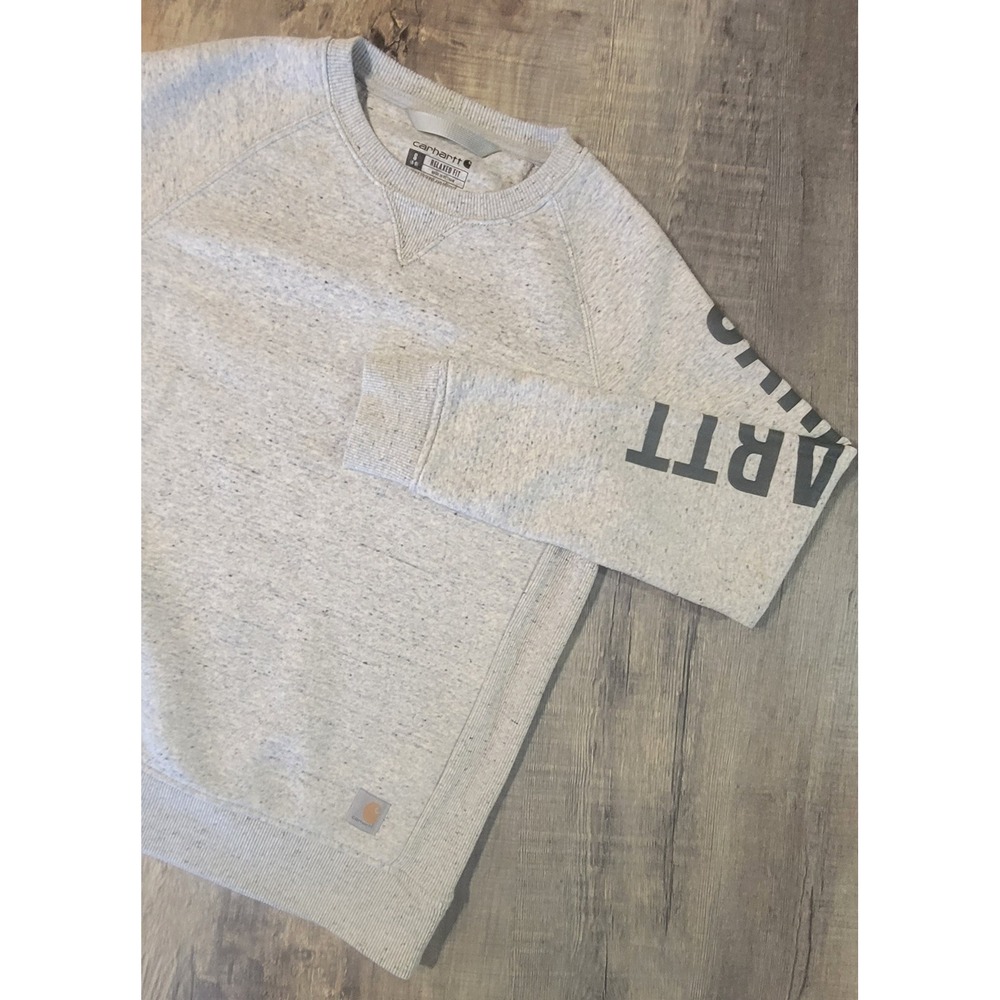 Carhartt Womens TS4410-W Relaxed Fit Gray Graphic Sleeve Sweatshirt S 4-6